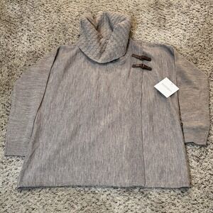 Ellen Tracy Sweater Extra Fine Merino Wool Cowl Neck Tan Brown Womens Small